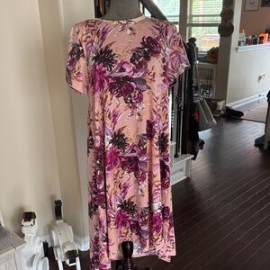 LuLaRoe Carly Dress in Pink and Purple Floral